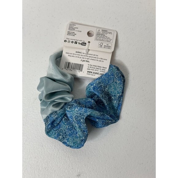 Scunci Hair Scrunchie Preppy Cottagecore Paisley Boho Pony Tail Holder Blue - Picture 3 of 3